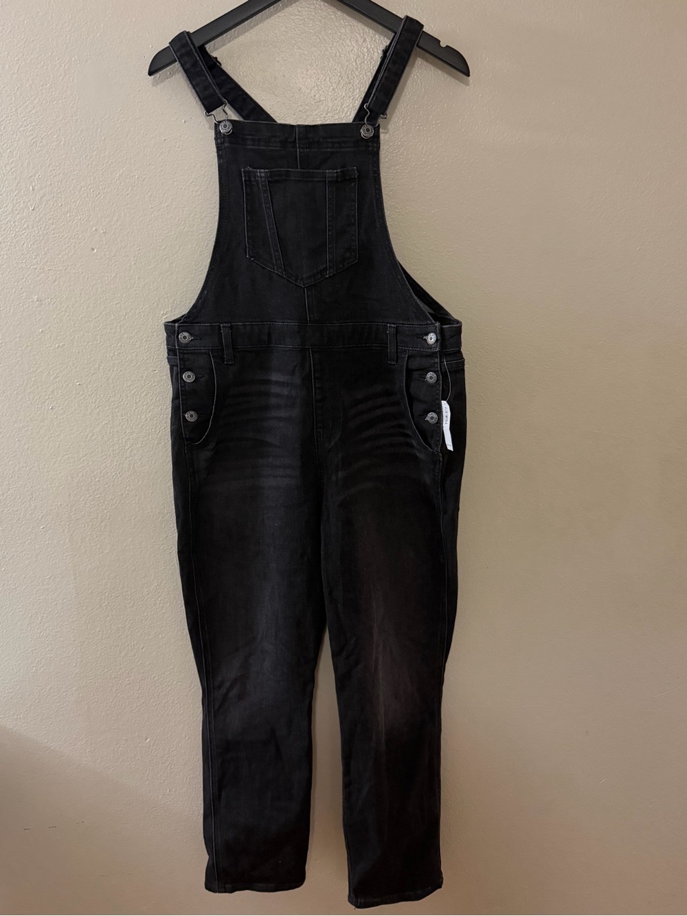 NWT Old Navy Black Denim Straight Leg Overalls Plus Size 16 Adjustable Straps